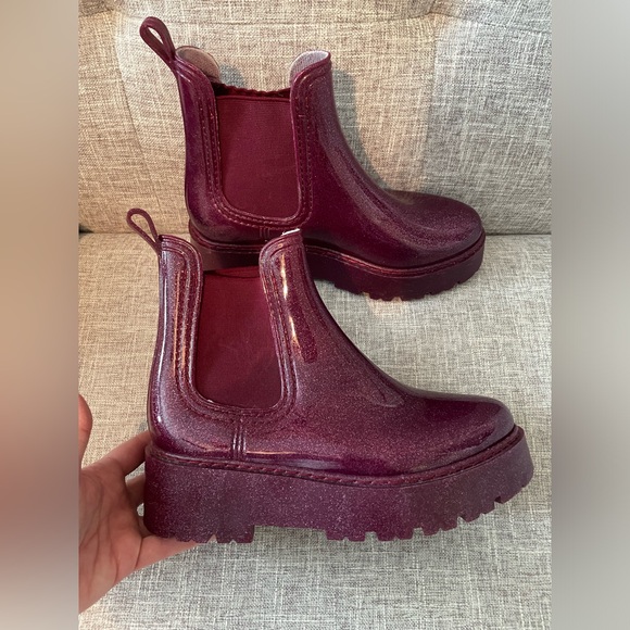 ASOS Chunky Chelsea Rain Boots in Purple Glitter - Picture 2 of 7